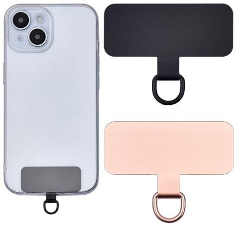Jaslongri Mobile Chain Pads - Universal Phone Strap Pads, Metal, Durable, Black, Rose Gold