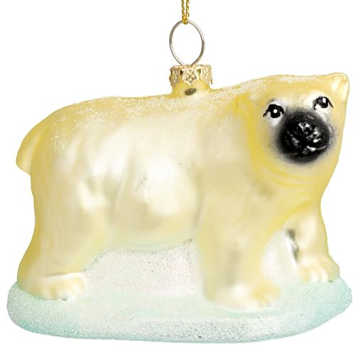 SIKORA Eisbär besondere Weihnachtskugel Glas Christbaumschmuck Deko Figur Weihnachten Anhänger Ornament - Trend Line - BS902