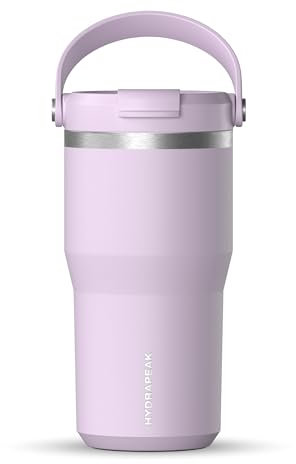 Hydrapeak Nomad Trinkbecher mit Griff und Trinkhalm-Deckel, auslaufsicher, doppelt isoliert, 700 ml, Edelstahl, Fliederfarben (Blush)