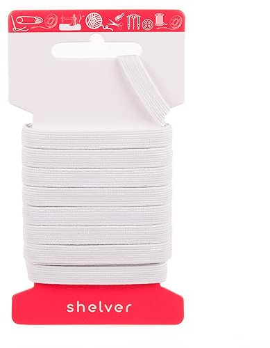Flat Elastic for Sewing, 10mm 1cm, White Elastic, 5 Metres