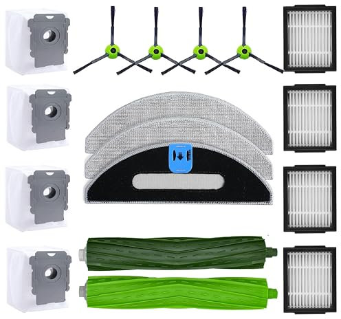 JoyBros Kit di accessori per aspirapolvere, per Irobot, iRobot Roomba, Combo i3, i5, j5+, robot aspirapolvere, 1 set di spazzole a rulli, 4 filtri Hepa, 3 panni per mocio, 4 spazzole laterali, 4
