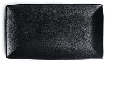 TERPCO Assiette à dîner Assiette à dîner rectangulaire en céramique 13,7 Grande assiette à poisson noire Assiettes à dîner en porcelaine pour la mai