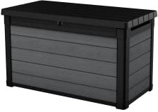 Keter Baule da Giardino Cortina 100G, Finitura Effetto Legno, Colore Grigio, Capacità Contenitiva 380L, 122,9x62,1x70,6H cm