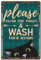 SUPERDANT Metallschild Katzentoilette Spülen Sie Die Toilette Blechschild Vintage Schild Waschen Sie Ihre Hand Badezimmer Retro Deko Eisen Altmodisches Retro Blechschild Für Zuhause Badezimmer