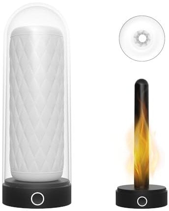 Sh! Dual Heating Male Masturbator - Targeted Pleasure with Two Heating Rods, Up to 35 Minutes Use, Black & Clear ABS Plastic, Realistic Textures