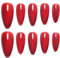 Sun&Beam Nails Handgefertigte Kunstnägel Lang Mandel Nägel zum Aufkleben in Rot Einfarbig Magnetisches Minimalistisch Design mit Klebepads 10 Stück (#162 L)