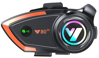 OBEST Motorrad Bluetooth Headset,Gegensprechanlage für Motorradhelm, mit Bluetooth 5.3, HD, Klangqualität, RGB-Licht, Unterstützung für Zwei Personen