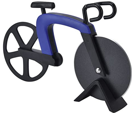 NDNCZDHC Pizzaschneider Fahrrad Edelstahl Fahrrad Pizza Roller Schneiden Antihaft Spaß Pizzamesser Küche Pizza Schneidewerkzeug(Blau)