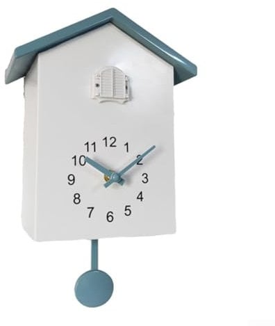 HOHOVYVY Horloge à coucou moderne - Horloge murale - Motif oiseaux - Décoration murale - Pour la maison, le salon, le bureau - Blanc et gris