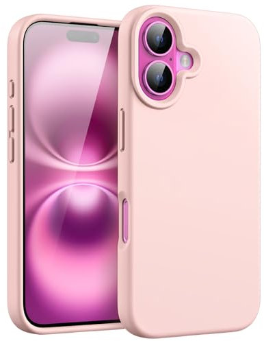 JETech Liquid Silicone Case for iPhone 16 6.1-Inch, Silky Soft Touch Full-Body Protective Phone Case, Anti-Scratch Shockproof Cover with Microfiber Lining (Light Pink)