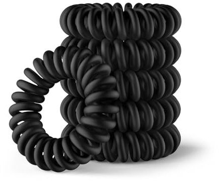 IMPERIO Spiral Haargummi - Premium Haargummis für Damen & Mädchen - Vermeide Haarbruch, Spliss & Verknotungen - Hochwertige & schonende Zopfgummis in verschiedenen Farben (Schwarz Klein)