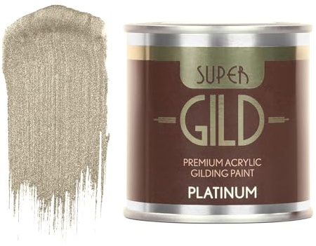 Guild Lane Super GILD Platinum Acrylic Paint - High Pigment Metallic Enamel for Wood, Metal, Ceramics, Glass, Plastic, Canvas & More - Water-Based, Non-Tarnish Finish - 125ml