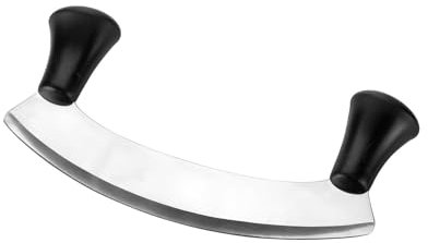 Wintem Mezzaluna in Acciaio Inox con Manici Ergonomici da 25 cm – Il Compagno Ideale per una Preparazione Facile e Veloce - Tagli Rapidi e Precisi - Presa Sicura e Confortevole - Facile da Pulire