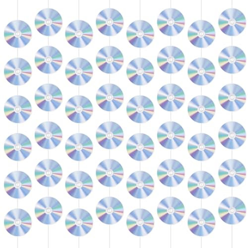 8stk 90er-Jahre-Partydekorationen, Retro CD-Ausschnitt-Hängebanner 2000er-Jahre Musik-Partydekoration Vintage-Girlanden für Y2K Disco Jahrzehnte-Party Geburtstagsparty-Zubehör