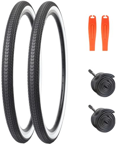 MAKELEN Fahrradreifen und Schlauch, weiße Seitenwand für Citybike, Mountainbike, 26 x 1,75 (44–559), starker Halt, kompatibler Ersatz-Fahrradreifen für Cruiser-Fahrräder, 2 Stück
