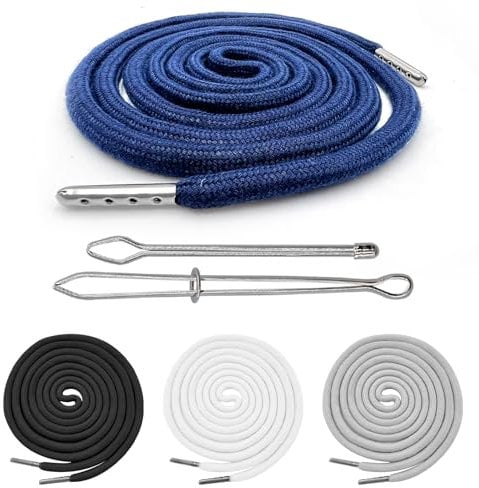 Kordel für Hoodie Kordel für Jogginghose - 160cm Jogginghose Band Hosenbänder Kordelzug mit Metallenden, Kordelband für Hosen Kordel, Kordelzug Jogginghose (4 Stück, Schwarz, Dunkelblau, Weiß, Grau)
