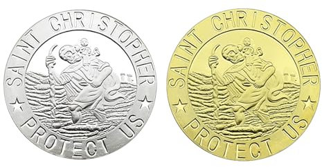 VARKAGE St. Christophorus Autoplakette Aufkleber in edler Geschenkbox Heiliger Schutzpatron für Autofahrer & Reisende Geschenk Glücksbringer Christlicher Begleiter