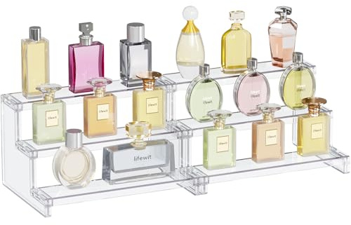 Lifewit 3 Tier Display Ständer, 22,8 cm Acryl Regal Organizer, 2 Stück | Klar Stufen Organizer für Nagellack Make-up Figuren Cupcake Dessert Gewürz, Aufsteller Riser Treppe für Schminktisch Theke