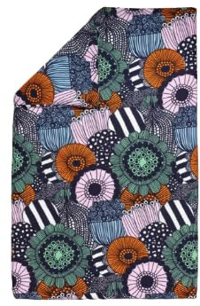 Marimekko Siirtolapuutarha Duvet Cover 150x210 cm, Off White, dk.Blue, orange
