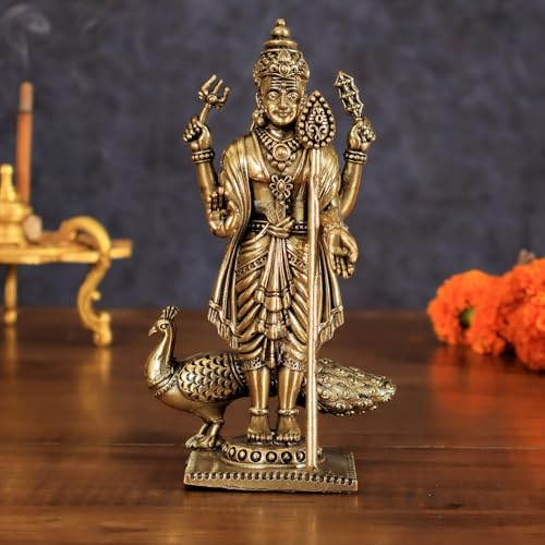 UGRA Lord Murugan Statue 15,2 cm kleine Größe – Kartikeya Idol, Shanmukha Muruga, Karthikeya Skulptur
