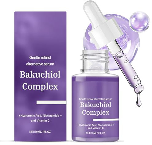Bakuchiol Serum, Bakuchiol Face Serum, Bakuchiol öl, With Hyaluronic Acid, Niacinamide & Vitamin C, Natürliche Alternative zu Retinol, Reduzierend Feine Linien und Falten-30ml