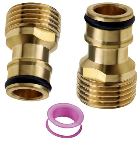 2-teiliger Wasserhahn Adapter, G1/2 Außengewinde Anschluss, 1/2 Zoll Schlauchanschluss, Messing Schlauchanschluss, Gartenschlauch Wasserhahn Adapter