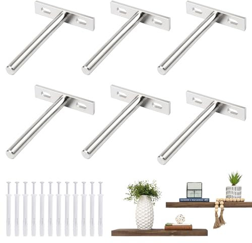 Lot de 6 Support Etagere Invisible, 100 mm Supports Étagères Flottante en Fer Solide Tablette Flottante Support Charge Lourde pour Montage Mural Meubles d'Armoire.