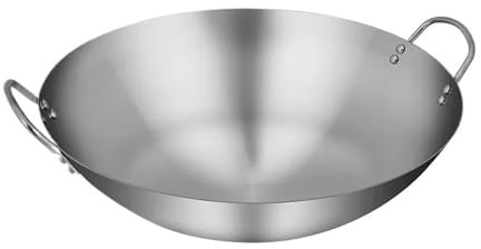 Woks, Gasherd, Gusseisen, nicht beschichtet, traditionell, handgefertigt, großer manueller Schmiedewok, binaural, 34/40 cm, Doppelohr-Wok (80 cm)