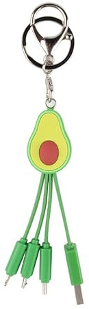 3-in-1 Multi Phone Charging Cable Keychain – Cute Avocado Design, USB to Type-C/Micro Connectors, Portable Key Ring Charger Cord for Travel & Gifts, Fast UK Dispatch from Oxford Warehouse