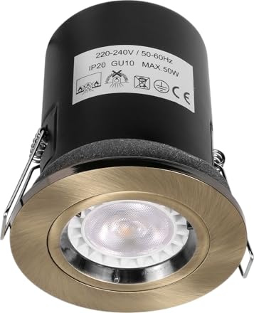 UEP - Fixed Fire Rated Downlight, GU10, Antique Brass Finish Pack of 4 (VUEP540)