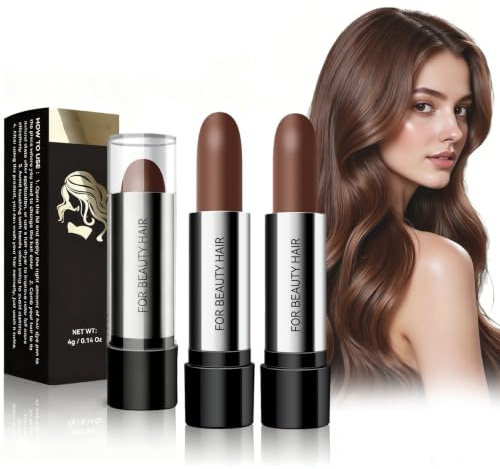 Virecose 2 Pièces Bâton de Teinture Temporaire pour Cheveux Café | Stick Correcteur Instantané pour Cheveux Blancs, Stick De Teinture Capillaire Imperméable pour Hommes et Femmes
