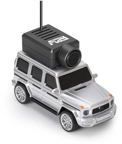Tomvorks Mini Coche RC 2,4G FPV, Coche de Juguete con Control Remoto con Cámara HD 720P, Giroscopio, Luz LED, Vehículo Controlado por Aplicación para Niños y Adultos (Plata)