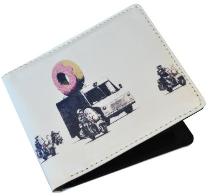 UNDERGROUND KULTURE Banksy Cops Guarding Donut Bifold Wallet Mens Womens Unisex Travel Money Cash Pocket Purse Credit ID Card Holder