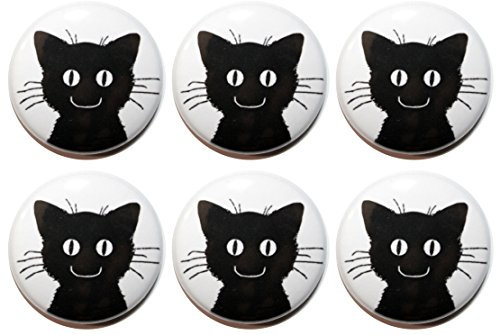 6 or 12 Kitty Cat Fridge Magnets (25mm) Made in UK by Button Zombie (12)