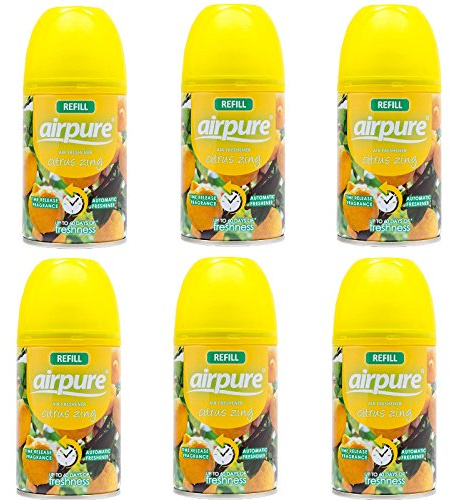 Airpure Freshmatic Automatic Spray Refills 250ml (Citrus Zing, 6-Pack)