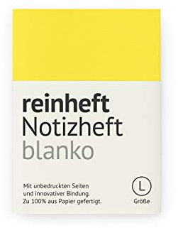 reinheft Notizheft blanko mit flexiblem Softcover Umschlag und 64 Seiten Inhalt, nachfüllbar, Größe L (Gelb, L - Din A5)