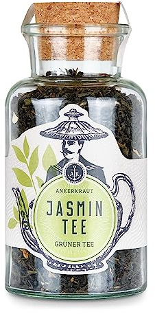 Ankerkraut Jasmintee, Grüner Tee, 100g im Korkenglas, Tee lose, 1 Teelöffel pro Tasse, Gesundheit Balance für Körper und Geist, reicht für etwa 8 Liter feiner Tee