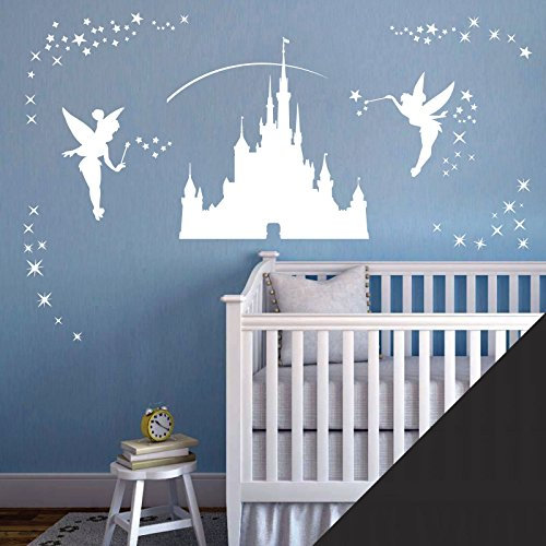 Disney Castle Girls Wandaufkleber – Feen Fee Tinkerbell Sterne [Schwarz]