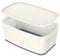 Leitz Small MyBox with Lid, Storage Box for Home and Office, High Gloss Plastic, 5 Litre, A5, White/Grey