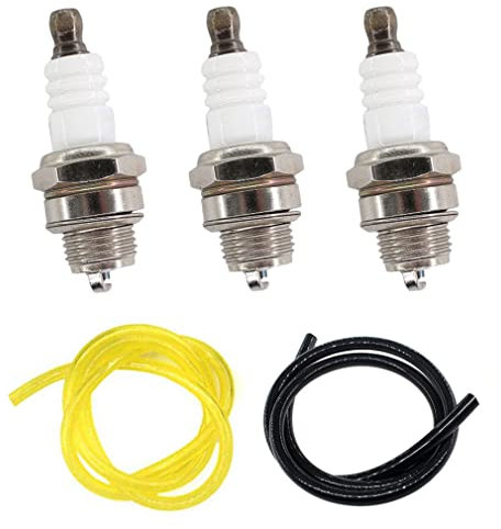 AISEN 3x Bougie Allumage L7T avec 2x Tuyaux pour Taille Haie Tronçonneuse Débroussailleuse STIHL Husqvarna Rep NGK BPMR7A 4626 Equivalence RCJ6Y Champion Bosch WSR6F