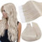 Ugeat Invisible Tape Extensions Echthaar Blond Weich 35 cm Echthaar Extensions Tape Extensions Platinblond Extensions Echthaar Tape für Mädchen 40g #60A 20 Stück