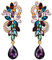 Clearine Damen Ohrclips Böhmisch Kristall Blume Hochzeit Braut Tropfen Lang Screw Clip-On Ohrclip Ohrringe Gold-Ton Bunt