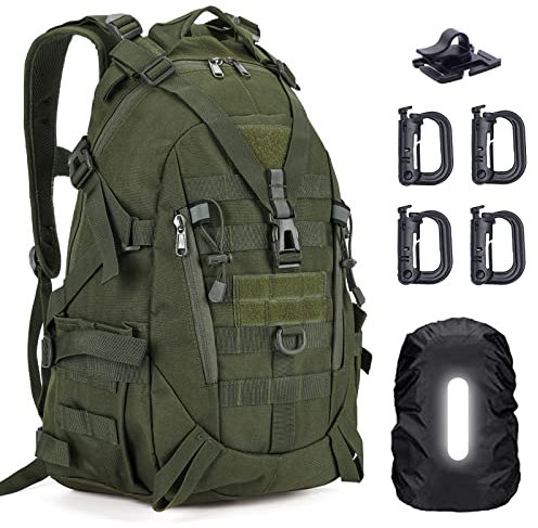 Wandelrugzak 25-30 liter trekkingrugzak tactische rugzak voor outdoor survival wandelen kamperen reizen jacht Molle militaire rugzak heren en dames, met 4 D-vormige gespen en regenhoes