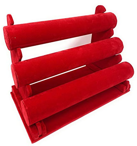 3er Schmuckständer für Uhren Armband Samt in Rot