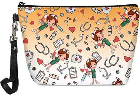 UOIMAG Trousse de toilette pour femme - En cuir synthétique - Étanche, Orange/blanc, Taille unique