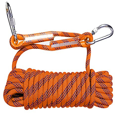 QHY Climbing Rope 10mm Dynamic Static Climbing Rope Rappelling Rope Reinforced Polyester Climbing Rope Outdoor Rope For Camping Hiking Boating Caving (Color : Orange, Size : 30m*10mm)