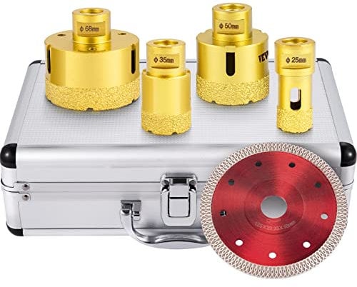 VEVOR Punta Diamantata, 4 Pezzi Peso 0,87 kg Diametro 25/35/50/68 mm QHKZ4PCS Frese a Tazza Diamantate per Smerigliatrice Angolare M14 per Forare Materiali Duri Come Ceramica, Marmo, Muratura, Granito