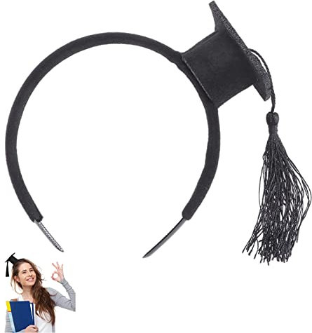 HXHWKEN Haarreif mit Mini-Hut Mini Doctoral Cap Haarband Unisex Haarreif für Graduierung Dekoration Studierende oder Karneval schwarz