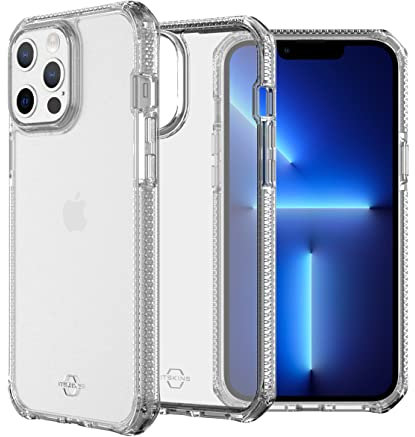 ITSKINS Supreme // Clear Protective Phone Case Compatible with iPhone 13 Pro Max, Slim Hybrid Case, Anti-Yellowing, and Heavy Duty Shockproof Cover, Military Phone Case - Transparent