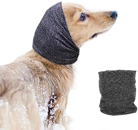 EASY JOY Ohrenschützer Hund, Ohrenschützer für Hunde, Lärmschutz, Warmer Hals und Ohren des Hundes, angenehmes Tragegefühl, Linderung von Angstzuständen, beruhigender Gehörschutz für Hunde, Grau M